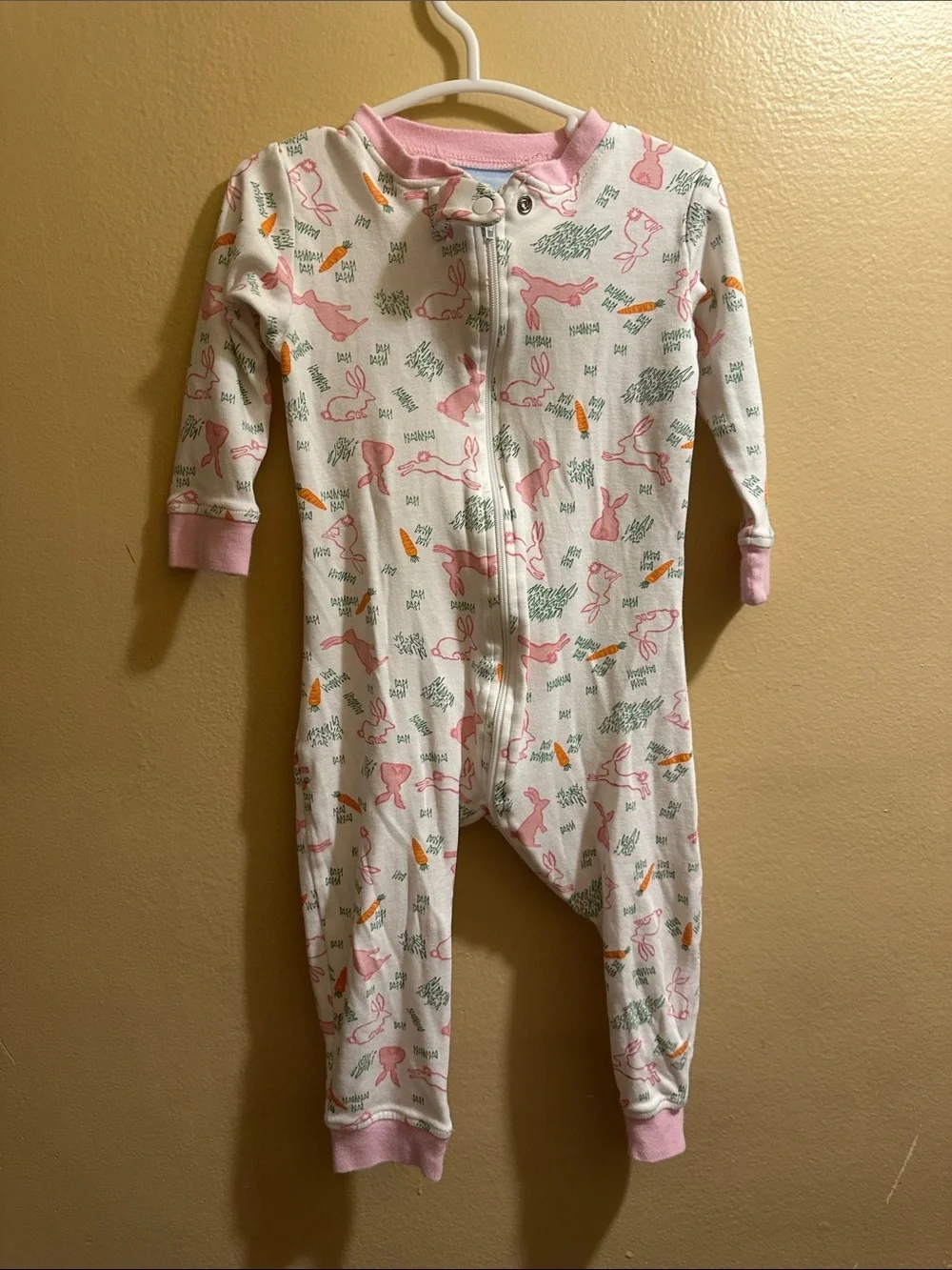 bella bliss Pink and White Bunny Zip-Front One-Piece